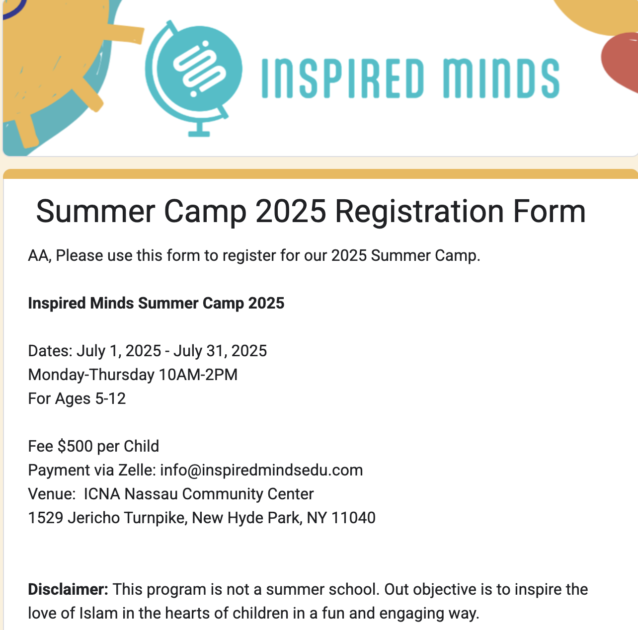 ICNA Nassau Community Center Summer Camp